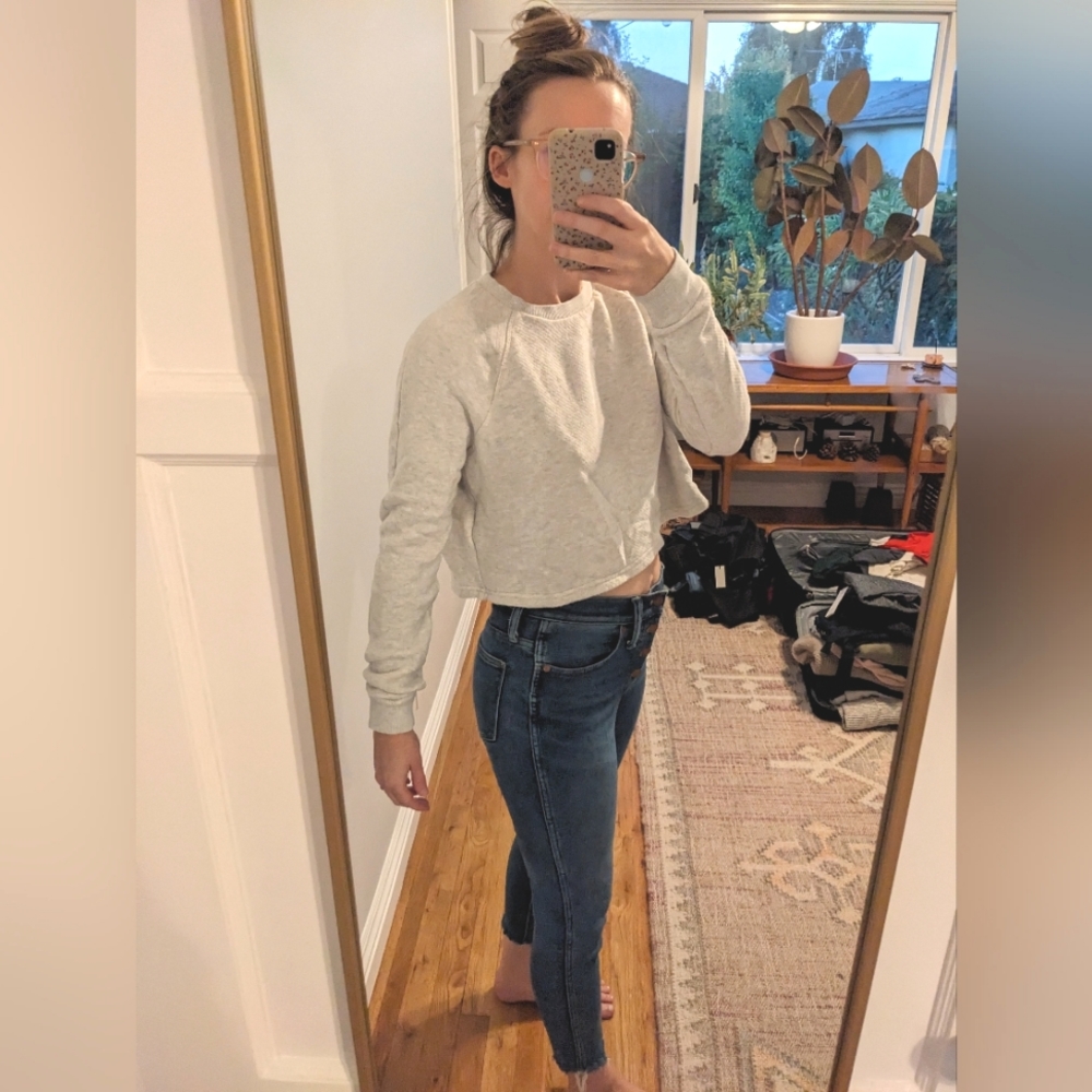 Grey gray mwl Madewell sweater cropped
